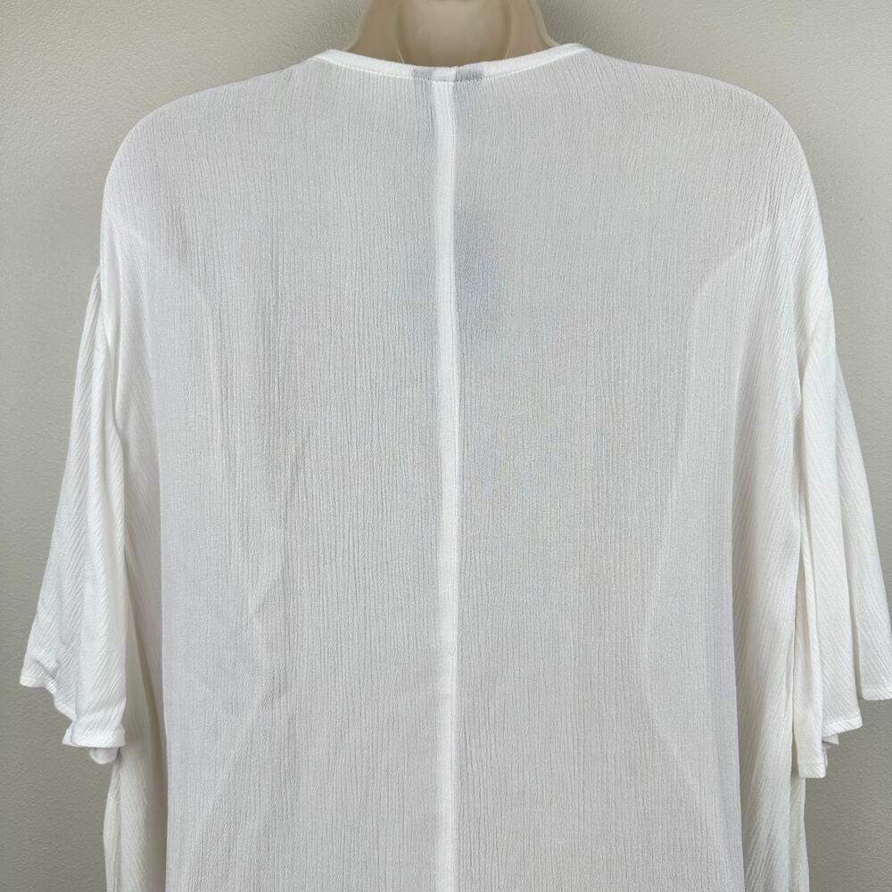 NEW Torrid Blouse Top Embroidered Peasant Tassles Flutter Sleeve White 3X Boho - Picture 7 of 11